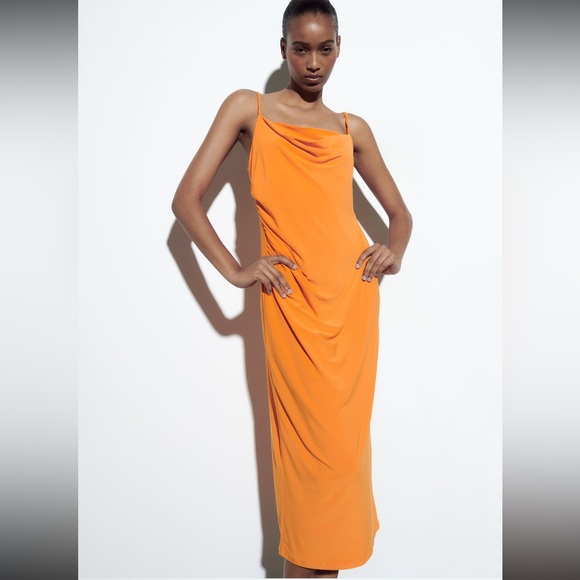 NWT Zara dress with draped neckline - Picture 5 of 7